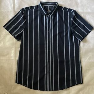 Perry Ellis Men's Dark Blue Striped Shirt Large